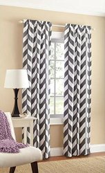 Mainstays Chevron Polyester cotton Curtain Panels Set Of 2 Grey white 56 Inch X 84 Inch