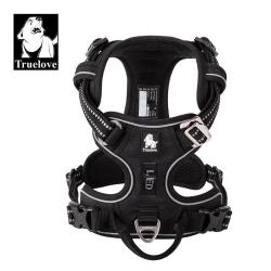 Truelove Pet Reflective Nylon Dog Harness No Pull Adjustable Medium Large Naughty Dog Vest Safety Vehicular Lead Walking Running - Black XS