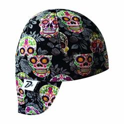 Dbk - Black Flower Skull Welding Cap Fabric Welder's Cap Premium Welder's Accessory 7 3 8" Blflosku