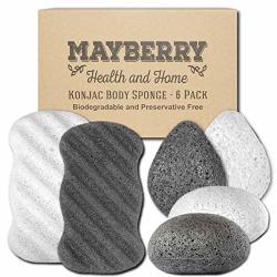 Konjac Body Sponge 6 Pack Individually Wrapped Multi-pack Pure White And Bamboo Charcoal Black Konjac Sponges Offer A Gentle Cleansing Experience For Softer Skin