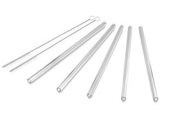 Strawgrace Thin Handmade Glass Straws Straight 9 In X 8 Mm - 5 Pack With 2 Cleaning Brushes - Premium Glass - Healthy Reusable