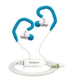 Polaroid Sports Earbuds With Built-in-mic And Removable Ear Hooks - Blue