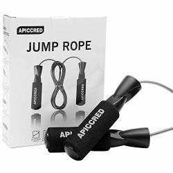 Apiccred 10 Feet Adjustable Speed Jump Rope With Carrying Pouch Skipping Rope For Men Women And Kids Tangle-free With Ball Bearing Memory Foam Handles