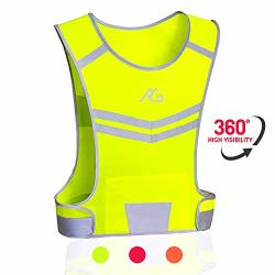 Reflective Running Vest Gear Ultralight & Comfortable Cycling Motorcycle Reflective Vest-large Zippered Inside Pocket & Adjustable Waist- High Visibility Night Running Safety Vest Yellow L xl