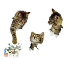 3PCS Cute Cat Wall Stickers Creative 3D Animal Stickers Beauty Home Refrigerator Bathroom Toilet Stickers Pvc Self-adhesive Stickers Easter Gift