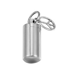 Non-Engraving HOUSWEETY Stainless Steel Cylindrical Bottle Glossy Carved DIY Square urn Keychain Memorial Ash Keepsake Cremation Jewelry 5.5cm