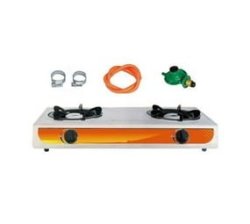 Zs - 2 Burner Stainless Steel Gas Stove With Pipe And Regulator