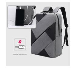 Handbag Crossbody Laptop Bag Sports Backpack With External USB Port - Grey