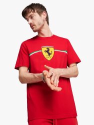 Puma Men&apos S Scuderia Ferrari Race Big Shield Motorsport Heritage Rosso Red T-Shirt