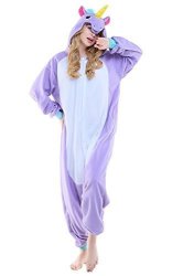 Newcosplay Halloween Unicorn Pajamas Homewear Onepiece Cosplay Costume Lounge Wear M-for Height 63"-67" Unicorn Purple
