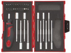 GEDORE Red Tool Set T-handle With Racthet 1 4 Inch - 37 Piece