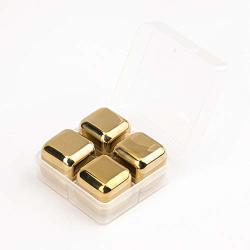 Gold Whiskey Stones Mirror Bright Polished Set Of 4