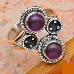 Handcrafted Solid 925 Sterling Silver Amethyst Ring - Size 8