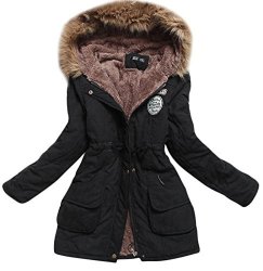 Aro Lora Women's Winter Warm Faux Fur Wool Hooded Coat Parka Cotton Outwear Jacket Small Pink