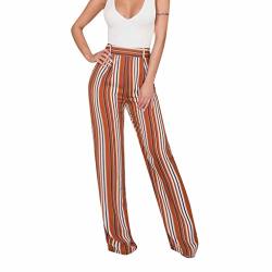 Womens Wide Leg Trousers Clearance Summer Striped Wide Leg Pants Sweet Pockets Female Casual Pants Chic Loose Trousers M Black