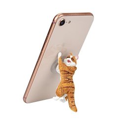 Phone Bracket Aobiny Cute Cartoon Cat Phone Sucker Bracket Simulation Animal Model Phone Bracket Orange