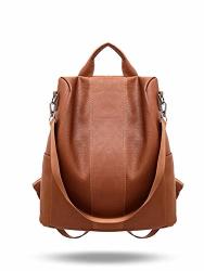Women Backpack Purse Leather Anti-theft Backpack Casual Satchel Shoulder Bag For Girls... Brown