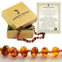 EWarehouse Amber Teething Necklace For Babies - Anti Inflammatory Drooling And Teething Pain Reducing Natural Remedy - Made Of Highest Quality Certified Baltic Amber