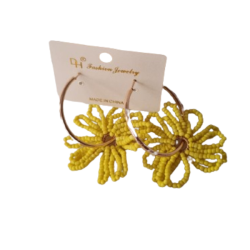Handmade Beaded Gold Hoop Earrings