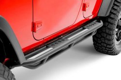 Jeep Wrangler 4-door Side Steps In Pair -black Powder Coat Heavy-duty 2" Steel Tubing
