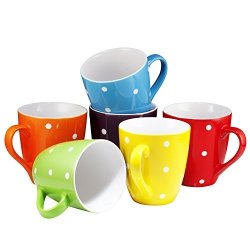 Bruntmor Coffee Mug Set Set Of 6 Large-sized 16 Ounce Ceramic Coffee Mugs Restaurant Coffee Mugs By Polka Dot