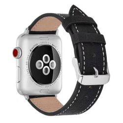 Black Genuine Leather Strap For Apple Watch 42MM