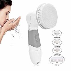 Wd Jms Sonic Vibration Facial Cleansing Brush 4-IN-1 Multi-function Facial Cleansing Brush Face Massage Instrument Deep Cleansing Gentle Removing Blackhead Color : Gray