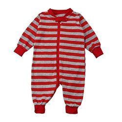 Baby Girls Boys Long Sleeve Striped Rompers Bodysuits Pajamas Outfits Clothes Newborn Red