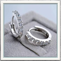 Petite Exquisite Dazzling Kids Bridal Everyday Wear Crystal .925 Silver Huggie Hoop Earrings