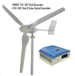 1000w 24v 48v Wind Turbine Generator + Wind solar Hybrid Controller 1000 Wind 300w Solar