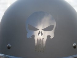 Reflective Punisher Skull Helmet Decal In Black - 2 1 8" X 3" Die Cut Vinyl Decal For Helmets Cars Trucks Windows Etc Not Printed