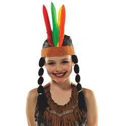 Amscan Pow Wow Fabric & Feather Headband Party Supplies 12" X 11" Multicolor