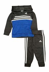Adidas Boys Athletic Zip Front Hoodie And Sweatpants Jogger Tracksuit Set Blue 6