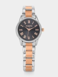 Rose Plated Smoky Dial Two-tone Bracelet Watch