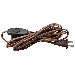 Rayon Covered Lamp Cord Set - Brown - 12 Ft. - SPT-1 - Toggle Switch - Plt 56-8916-45