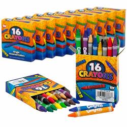 Crayon Set - 12 Packs With 16 Pieces Assorted Coloring Pencils In Each Pack - A Total Of 192 Crayons Perfect For School And