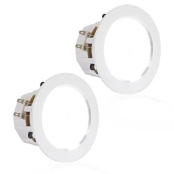 Pyle Ceiling Speakers In-wall In-ceiling Dual 3.5-INCH Speaker System High-compliance Tweeter 2-WAY Flush Mount Aluminum Frame Speaker Pair With Built-in LED Lights White PDICLE35