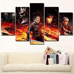 Yangshuang Canvas Painting Home Decoration Pictures Modern 5 Pieces The Witcher 3 Printed Minimalism Poster For Living Room Wall Art