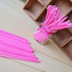 Dealglad 100PCS Paper Lollipop Sucker Sticks For Cake Pops Candy 6-INCH By 5 32-INCH Pink