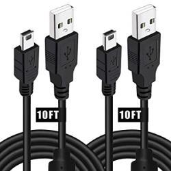 2 Pack 10FT PS3 Controller Charger Charging Cable - Magnetic Ring Design MINI USB Data Sync Cord For Ps Move Playstation 3 Dualshock 3 Controllers