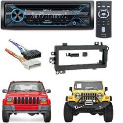 Sony 220W Amp Car Stereo Cd MP3 Ipod USB Iphone Aux Eq Bluetooth Single Din Aftermarket Radio For Some 1984-2002 Chrysler Dodge Jeep Plymouth Vehicles