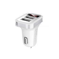 Car Charger 2.1A Aluminum Alloy Fast Car Charger Adapter LED Display Car Voltage Detector Dual USB Port Compatible With Iphone XS 8 7 6S Ipad Air Samsung
