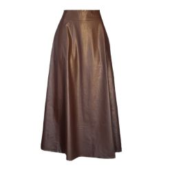 Women's Coffee Leather Pu Ankle Skirt