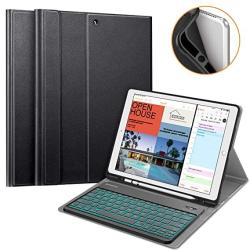 Fintie Keyboard Case For Ipad Pro 12.9 2ND Gen 2017 1ST Gen 2015 Soft Tpu Protective Cover With Pencil Holder 7 Color Backlit Magnetically Detachable Wireless Bluetooth Keyboard Black