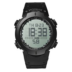 Fashion Waterproof Men's Boy Lcd Digital Stopwatch Date Rubber Sport Wrist Watch Black