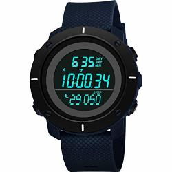 Tmore Multifunctional Chrono Graph Alarm Watch Sports Digital Watch Pedometer 3D Watch For Men Blue