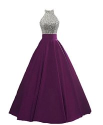Heimo Women's Sequined Keyhole Back Evening Party Gowns Beaded Formal Prom Dresses Long H123 10 Grape