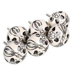 Uxcell 6 Pieces Vintage Shabby Chic Knobs Black And White Floral Hand Painted Ceramic Pumpkin Cupboard Wardrobe Cabinet Drawer Door Handles Pulls Black Tillandsia