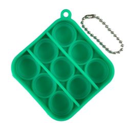 Green Push Up Popping Bubble Squary Fidget Toy With Chain For Adhd