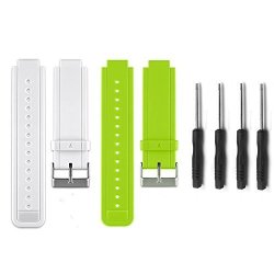 HWHMH Allrun 1PC Replacement Silicone Bands With 2PCS Pin Removal Tools For Garmin Vivoactive No Tracker Replacement Bands Only White&lime